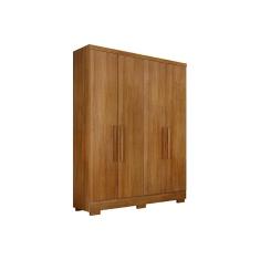 Guarda Roupa Solteiro Milly Freijo Cumaru 4 Portas de Abrir 2 Gavetas MDP Freijo Cumaru Novo Horizonte