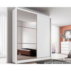 Guarda Roupa Casal Virtus Plus 2 Portas de Bater 3 Gavetas MDF com Espelho Branco Móveis Novo Horizonte