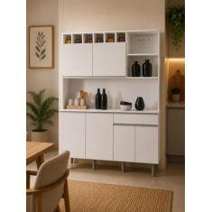 Armário de Cozinha Alice 6 Portas 1 Gaveta Branco Ajl - AJL 