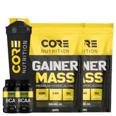 Kit 2 Gainer Mass 900G + Bcaa + Coqueteleira Core Nutrition