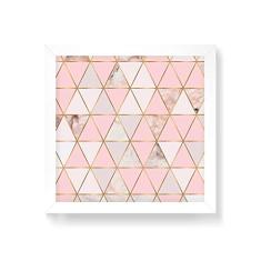 Arte Maníacos Quadro Decorativo Triangulos Mármore - 50x50cm (Moldura em laca branca)