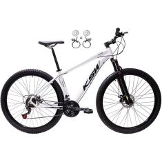  Bicicleta Aro 29 Ksw Xlt 24v Freios Hidráulicos Garfo Suspensão Mtb - Branco