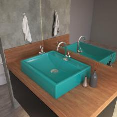 Kit Cuba RT49 com Torneira 1198 Metal e Válvula Click 1 Polegada B Compace Azul Turquesa