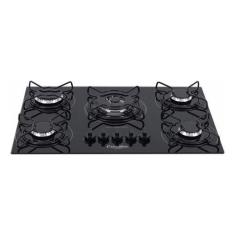 Cooktop Gás 5 Bocas Vidro Gourmet Bivolt 68x46cm - Esmaltec, Preto, Bi