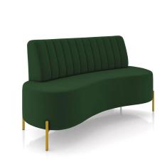 Sofá 2 Lugares Living 135cm Pé Ferro Dourado Maraú Veludo Verde K01 - D\`rossi