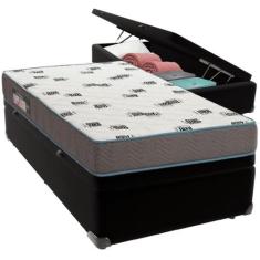 Cama Box Baú Preto e Colchão Light Espuma D33 Solteiro Ortobom