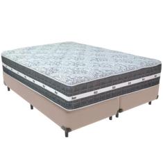 Cama Box Bege e Colchão Black Graphite Molas Ensacadas King 193x203X32