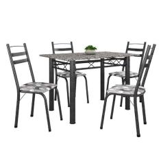 Conjunto De Mesa Itália Com 4 Cadeiras 1,20m Artefamol Dark /