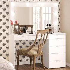 Penteadeira Camarim Las Vegas para 8 Lâmpadas 7 Gavetas Branco - Polit