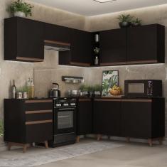 Cozinha Completa de Canto Madesa Reims 392001 com Armário e Balcão - Preto