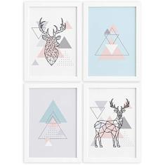 Quadros Decoração Minimalista Alce Moldura Branca 33x43cm