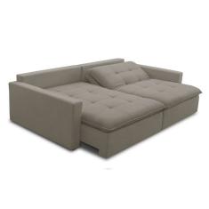 Sofá 3 Lugares Retrátil Sem Caixa Capri Veludo Castor