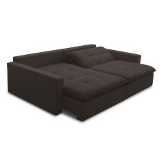 Sofá 3 Lugares Retrátil Sem Caixa Capri Veludo Tabaco