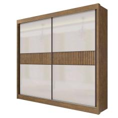 Guarda Roupa Casal 2 Portas 6 Gavetas Cancun Ripado Ipê Off White -D` Doro