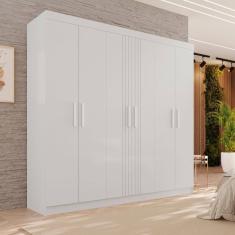 Guarda-roupa 4 Gavetas 6 Portas Lisboa Branco