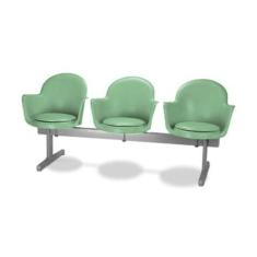 Cadeira em longarina 3 lugares Linha Polipropileno Moon Verde - Design