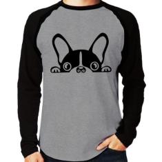 Camiseta Raglan Cachorro Boston Terrier Manga Longa - Foca na Moda, Ci
