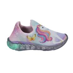 Tênis Infantil Feminino Com Led Unicórnio Slip On Menina Novo - ARS, U