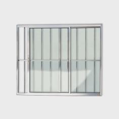 Janela de Aluminio de Correr 100x150cm 2 Folhas com Grade e Vidro Liso Confort Brimak