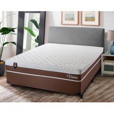 Conjunto Cama Box Casal Venice 138x188x60 Marrom/Branco c/ Molas Ensacadas