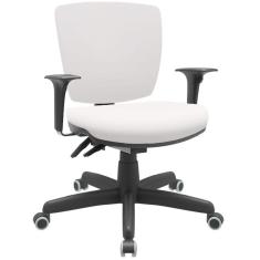 Cadeira de Escritório Executiva Office Base Giratória Preto Baixa Flexi P03 Vinil Branco - Lyam