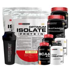 KIT 2x Optimum Isolate Whey Protein 900g + 2x BCAA 100g + 2x Creatine 100g + 2x Glutamina300g + Coq-Unissex