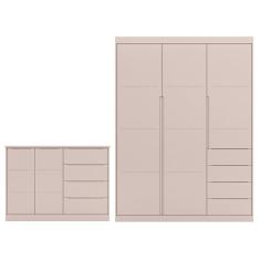 Guarda Roupa 10299 E Cômoda 10297 Infantil Cristal Rosê Phoenix Baby