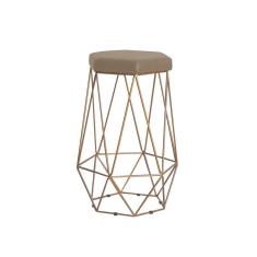 Banqueta Rubel Base Gold Suede Cappuccino Gran Belo