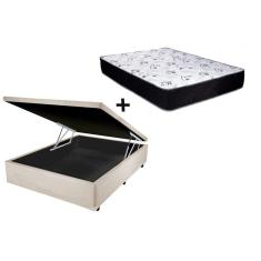 Cama Box Baú Casal Conforto Sintético Bege + Colchão Casal Conforto Espuma D33  14x138x188
