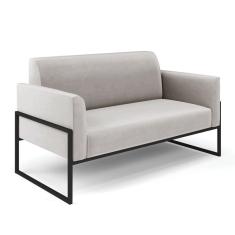 Sofá Namoradeira Base Industrial Alta Preto Marisa Veludo D03 - D\`rossi Cor Cinza