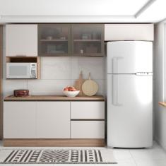 Cozinha Completa Etna 6 Peças Poliman Móveis Carvalho Oak E Off White