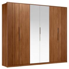 Guarda Roupa Casal Ripado Atrice 6 Portas Nogueira Touch com Espelho Demóbile - Demartêz