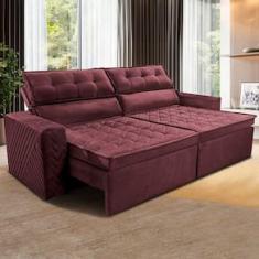 Sofá 3 Lugares Cama inBox Belém Retrátil e Reclinável Revestido em Suede Velusoft - 200cm de Largura