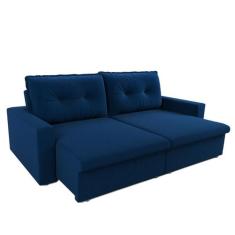 Sofá Nara Retrátil com Pés Bolacha 3 Lugares Suede 180cm com abertura 