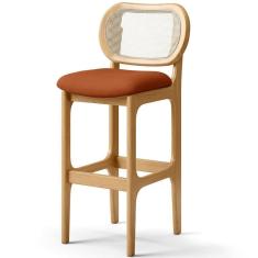 Banqueta Alta Para Cozinha Bancada Sala Tela Betta Fixa L02 Tecido Terracota - Lyam