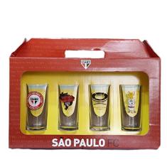 Conjunto 4 Copos Vidro Long Drink Sao Paulo Tricolor - Historia 300ml Licenciado