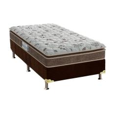 Cama Box Solteiro: Colchão Espuma D45 Probel ProDormir Advanced + Base CRC Suede Brown(88x188)