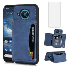 Asuwish Capa de telefone para Nokia 8.3 5G Nokia 8V G5 UW Capa carteira com protetor de tela de vidro temperado e suporte de cartão de crédito de couro PU com suporte robusto acessórios para celular