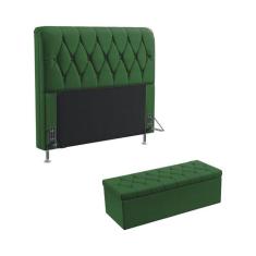 Kit Cabeceira Estofada Decorativa Sirius 160 Para Cama Queen e Calçade