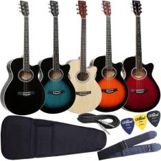 Kit Violão Eletroacústico Eq 3 Banda Gsf1r Giannini Envio24h, Natural