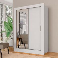 Roupeiro Com Espelho 2 Portas Correr Betina Branco - M. Arapongas - A 