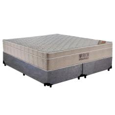 Cama Box Casal Suede Bipartido + Colchão Ortobom Airtech Molas Ensacadas 65x138x188 Cor:cinza