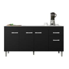 Balcão Cozinha Gabriela 150 cm Sem Tampo Com Pés 4 Portas 1 Gaveta Pto - AJL Móveis
