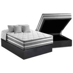 Cama Box Baú Casal: Colchão Molas Ensacadas Anjos MasterPocket Duo Sono + Base CRC Suede Gray(138x188)