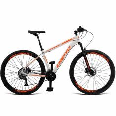Bicicleta Aro 29 Cripto 24 Marchas Freios Disco E Suspensão - Branco-laranja - 21" Branco-laranja