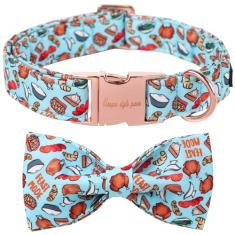 Unique Style Paws Coleira para cães de algodão de peru com laço de dia de ação de graças para cães pequenos, médios e grandes 2024