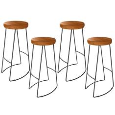 Kit 04 Banquetas Altas Industrial Para Cozinha Sala de Jantar Maia D01
