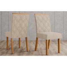 Cadeira Sala de Jantar Vita Kit 2 Un Nature/Veludo Light Linho - Henn
