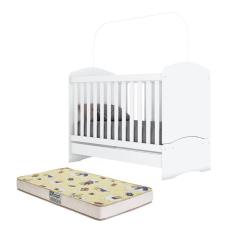 Berço Mini Cama Bala de Menta com Colchão - Móveis Henn Branco
