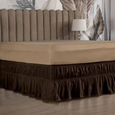 Saia Box Cama Casal E Queen 2 Elásticos Ajustável Babado 1